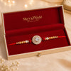 Designer American Diamond Rakhi with Pearl & Crystal Beads
