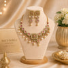 Pink Kundan Pearl Bridal Necklace Set with Matching Earrings