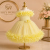Girls Yellow Floral Party Wear Princess Dress