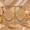 Lavender Pearl Kundan Chandbali Earrings