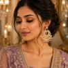 Lavender Pearl Kundan Chandbali Earrings
