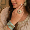 Turquoise Enamel Kundan Statement Ring with Ruby Center Stone