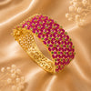 Ruby Pink Floral Stone Designer Kada Bracelet