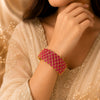 Ruby Pink Floral Stone Designer Kada Bracelet