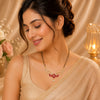 Floral Ruby Stone American Diamond Mangalsutra for Women