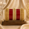 Traditional Red Designer Bridal Chura Set with Kundan & Pearl Bangles