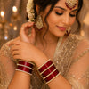 Traditional Red Pearl Bridal Bangle Set for Women